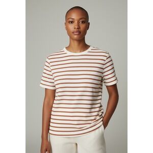 A New Day Womens Brown Stripe Ribbed Knit Short Sleeve T-Shirt Top, Size 3XL